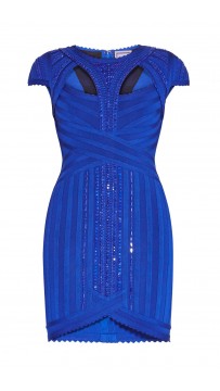 Herve Leger Cambnee Scallop Detail Beaded Dress