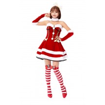 Sleigh Hottie Christmas Costume Princess Christmas Red Strapless Dress