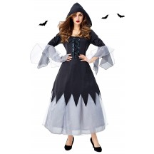 Halloween Female Mage Witch Black Robe