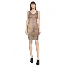 Herve Leger Zinnia Geometric Spliced Grain Foil Dress