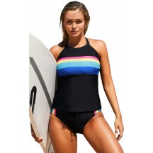Black Two-Piece Sports Vest Swimsuit