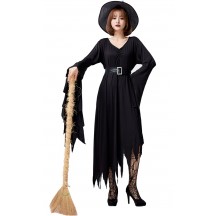 Halloween Black Irregularity Witch Long Dress
