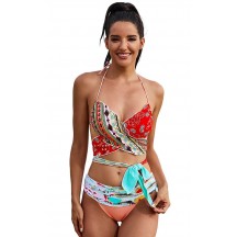 Sexy Floral Halterneck Bikini Suit