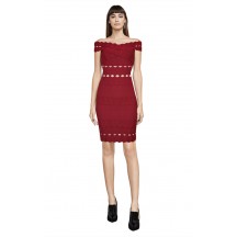 Herve Leger Bandage Dress Off Shoulder Red