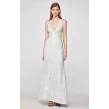 Herve Leger Metallic Eyelash Deep-V Gown