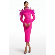 VT Strapless Long Sleeve Pink Midi Dress