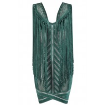 Herve Leger Renata Pointelle Crochet Fringe Dress