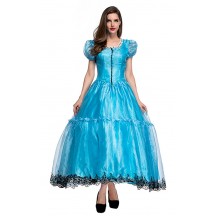 Halloween Alice Princess Dress Wonderland Blue Gown