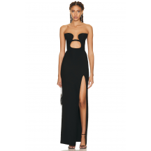 Elegant Black Cut-Out High Slit Gown