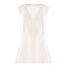 Herve Leger Ksenia Pointelle Crochet Fringe Dress 