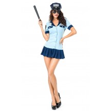Halloween Party Blue Policewomen Uniform