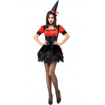 Halloween Party Black Red Flame Little Witch Cosplay Costume