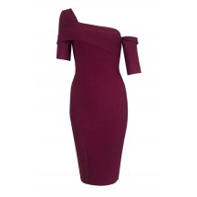 Red Off-The-Shoulder Split Bandage Dress