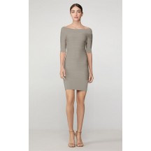 Herve Leger Icon Off The Shoulder Ribbed Dress