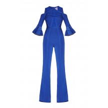 Herve Leger Vivica Royal Blue Bandage Wide Leg Jumpsuit