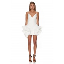 Strappy Sleeveless Asymmetric Ruffled Fishtail Dress