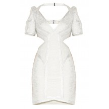 Herve Leger Desiree Foil Crochet Jacquard Dress