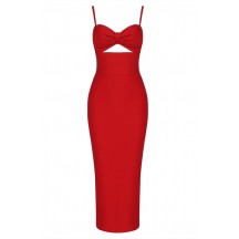 Sexy Slim Fit Halter Long Red Bandage Dress