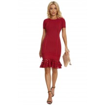 Herve Leger Short Sleeve Lace Bandage Dress