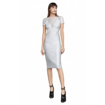 Herve Leger Irdsopalco Avery Foiled Bandage Applique Dress