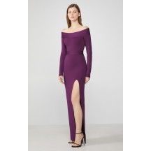 Herve Leger Off-The-Shoulder Long Sleeve Gown