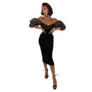 Black Mesh Off Shoulder Patchwork Bandage Dress