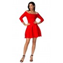 Herve Leger Bandage Dress Two Piece Boat Neck Flared Red