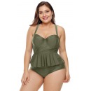 Plus-Size Green Split Swimsuit