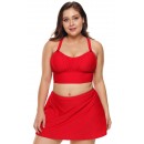 Red Swimsuit Plus Size Halter Bikini