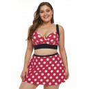 Red Polka Dot Plus Size Sexy Bikini Split Swimsuit