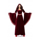 Halloween Costume Printing Retro Court Hooded Dress 