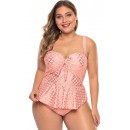 Strapless Pink Fish Print Plus Size Swimsuit
