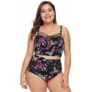 XL Printed Sling Bikini High Waist Split Swimsuit