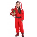 Party Homewear Kids Coral Velvet Christmas Jumpsuit 