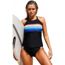 Black Two-Piece Sports Vest Swimsuit