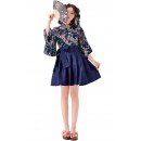 Japanese Printed Pleated Skirt Kimono