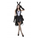 Sexy Patent Leather Strap Cute Bunny Costume