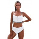 Sexy White Halter High-Waisted Split Bikini