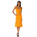 Herve Leger Bandage Dress Tank Flared Tassels Cut Out Yellow