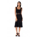 Herve Leger Bandage Dress Tank Flared Tassels Cut Out Black