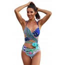 Sexy Printed Halterneck Strap Bikini Swimsuit