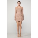 Herve Leger Off The Shoulder Metallic Mini Dress