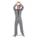 Jailbird Prisoner Men Fancy Dress Robber Convict Uniform Costume