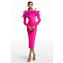 VT Strapless Long Sleeve Pink Midi Dress