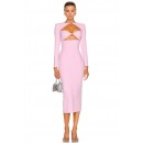 Pink Double Cutout Long Party Evening Dress