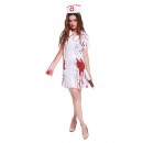 Halloween Bloody Short Sleeve Halloween Nurse Costume White