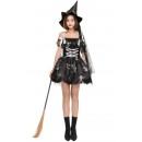 Halloween Rose Print Black Witch Tutu Skirt