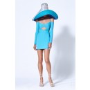 Blue Sling Long Sleeve Dress 