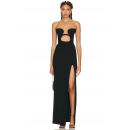 Elegant Black Cut-Out High Slit Gown