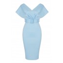 Simple Off Shoulder V-Neck Sky Blue Bandage Dress